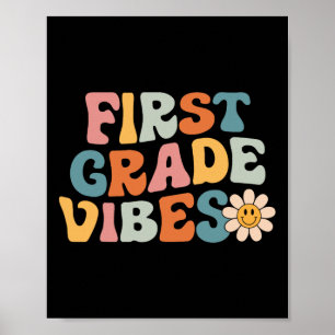 Grade Vibes - 1st Grade Team Retro 1st Day Of Scho Poster