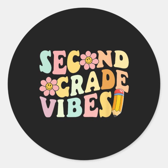 Grade Vibes 2nd Grade 1st Day Of School Teacher Ki Classic Round Sticker (Front)