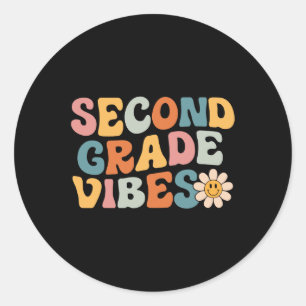 Grade Vibes - 2nd Grade Team Retro 1st Day Of Scho Classic Round Sticker