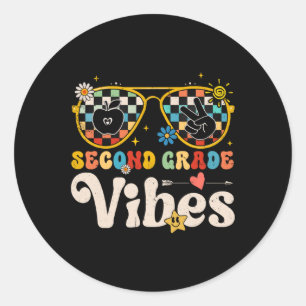 Grade Vibes - 2nd Grade Team Retro 1st Day Of Scho Classic Round Sticker