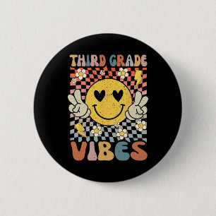 Grade Vibes 3rd Grade Retro Teacher 1st Day Of Sch 6 Cm Round Badge