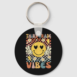 Grade Vibes 3rd Grade Retro Teacher 1st Day Of Sch Key Ring
