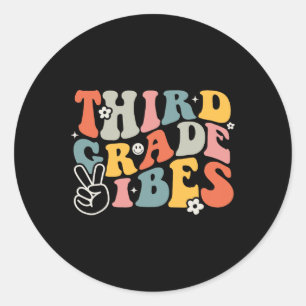 Grade Vibes - 3rd Grade Team Retro 1st Day Of Scho Classic Round Sticker