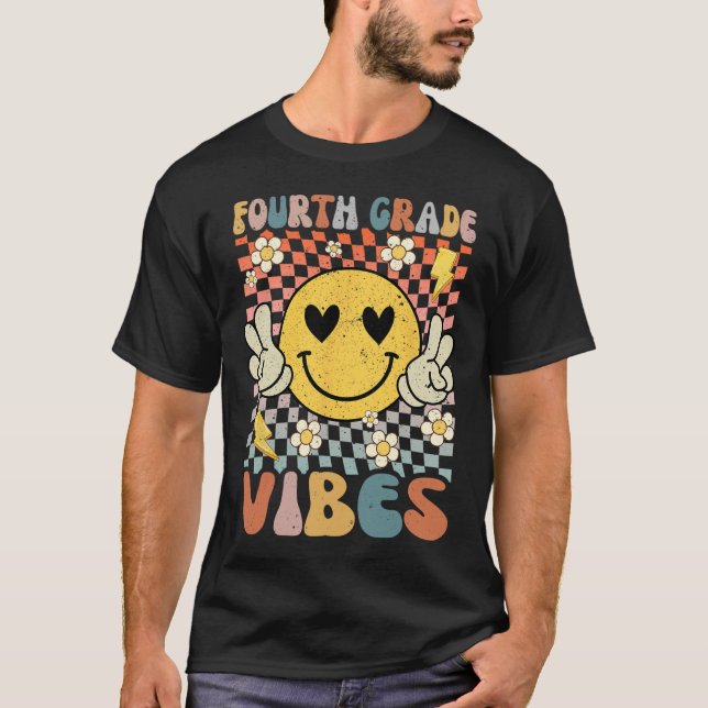 Grade Vibes 4th Grade Retro Teacher 1st Day Of Sch T-Shirt (Front)