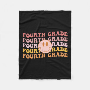 Grade Vibes 4th Grade Team 1st Day Of School Retro Fleece Blanket