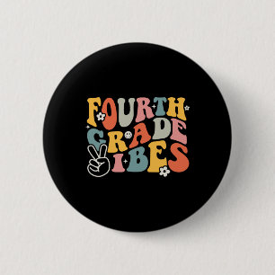 Grade Vibes - 4th Grade Team Retro 1st Day Of Scho 6 Cm Round Badge