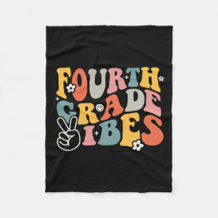 Grade Vibes - 4th Grade Team Retro 1st Day Of Scho Fleece Blanket