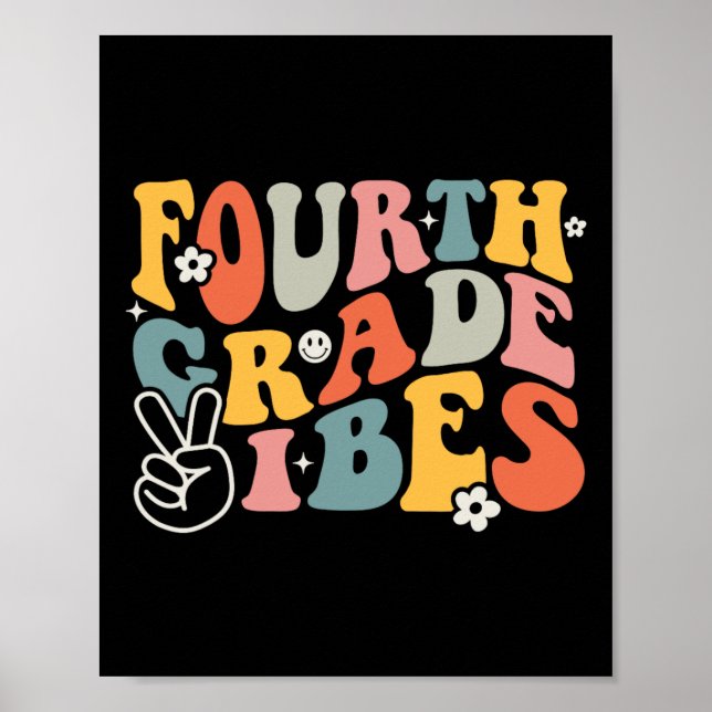 Grade Vibes - 4th Grade Team Retro 1st Day Of Scho Poster (Front)