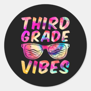 Grade Vibes First Day Of 3rd Grade Kids Back To Sc Classic Round Sticker