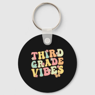Grade Vibes Hello Team 3rd Grade Teacher Kids Retr Key Ring