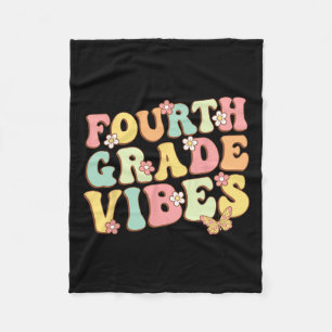 Grade Vibes Hello Team 4th Grade Teacher Kids Retr Fleece Blanket