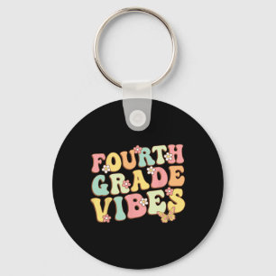 Grade Vibes Hello Team 4th Grade Teacher Kids Retr Key Ring