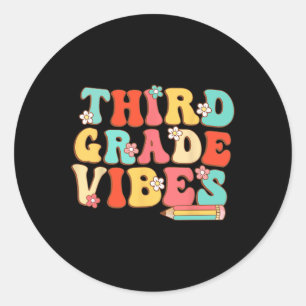 Grade Vibes Retro Groovy - 3rd Grade Back To Schoo Classic Round Sticker