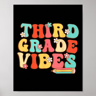 Grade Vibes Retro Groovy - 3rd Grade Back To Schoo Poster
