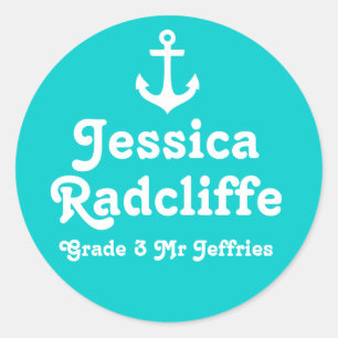 Grader school education name anchor id sticker