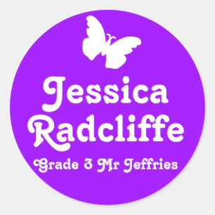 Grader school education name butterfly id sticker