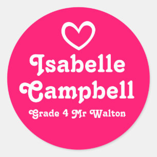 Grader school education name heart id sticker