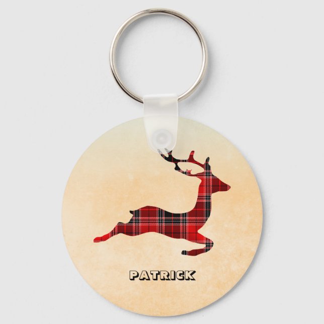 Gradient Background And Deer Key Ring (Front)