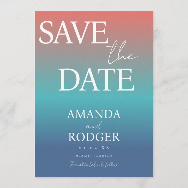 Gradient Beachy Hues Save the Date  Invitation (Front)