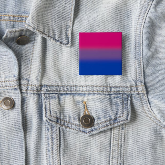 Gradient Bisexual Pride Flag – Colourful Bi Flag 15 Cm Square Badge (In Situ)