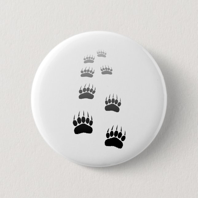 Gradient Black Bear Paw Print 6 Cm Round Badge (Front)