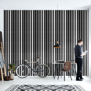 Gradient Black White Vertical Striped Wallpaper