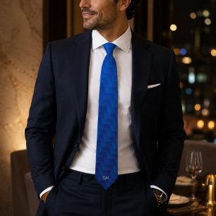 Gradient Blue Chevron Monogram Tie