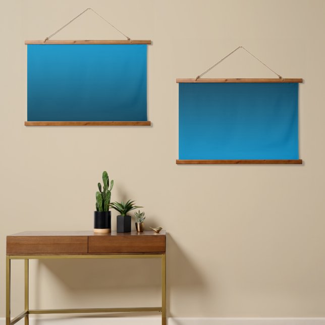 Gradient Blue - deep to light | Mood Background | Hanging Tapestry (Asymmetrical)