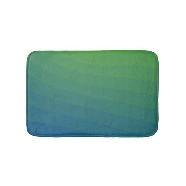 Gradient Blue Green Teal Striped Bath Mat (Front)