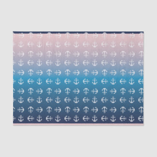 Gradient blue pink | nautical anchor pattern tissue paper