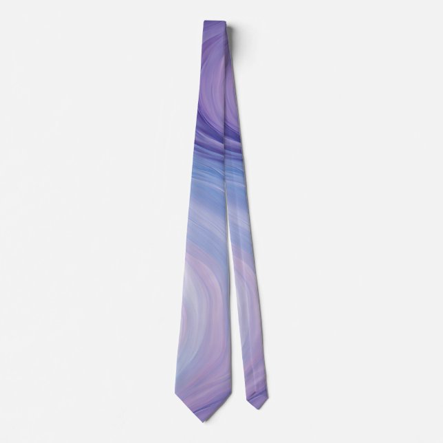 Gradient Blue, Purple Abstract Wavy Pattern  Tie (Front)