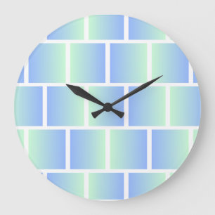 Gradient Blue Squares Large Clock