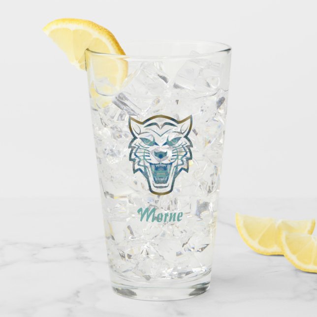 Gradient blue tiger silhouette monogram glass (Front Ice)