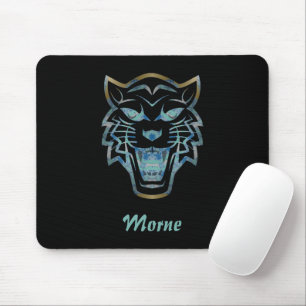 Gradient blue tiger silhouette monogram mouse mat