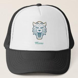 Gradient blue tiger silhouette monogram trucker hat