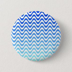 Gradient Blue Waves 6 Cm Round Badge