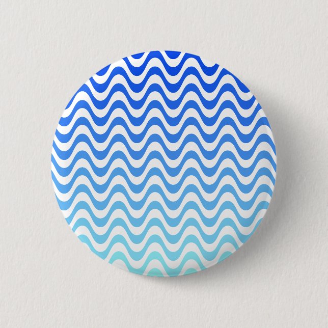 Gradient Blue Waves 6 Cm Round Badge (Front)