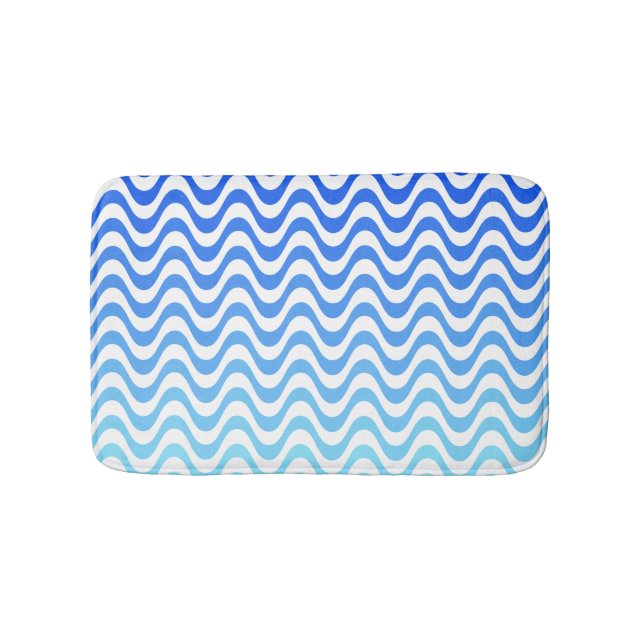 Gradient Blue Waves Bath Mat (Front)