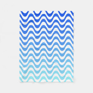 Gradient Blue Waves Fleece Blanket