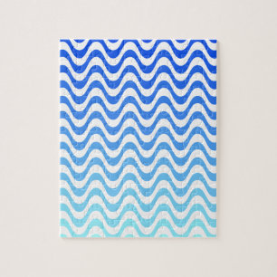 Gradient Blue Waves Jigsaw Puzzle