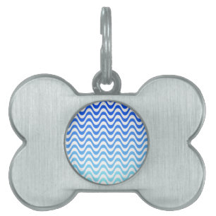 Gradient Blue Waves Pet Name Tag