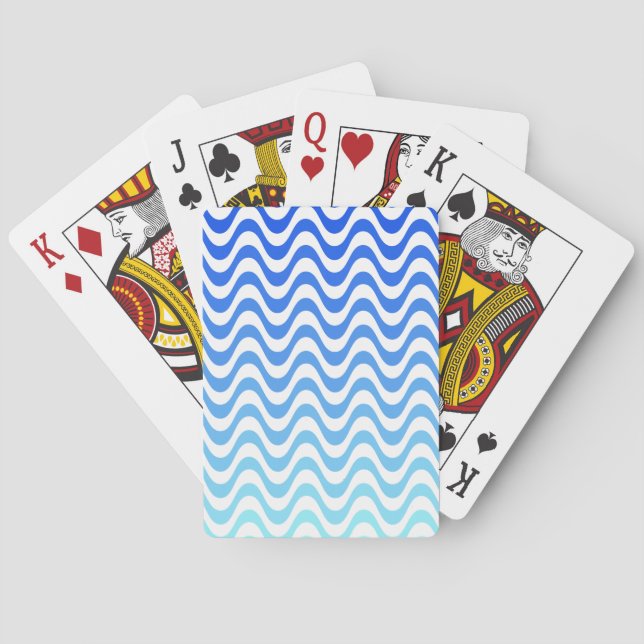 Gradient Blue Waves Playing Cards (Back)