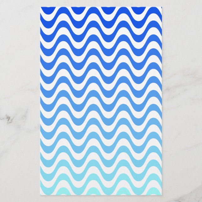 Gradient Blue Waves Stationery (Front)