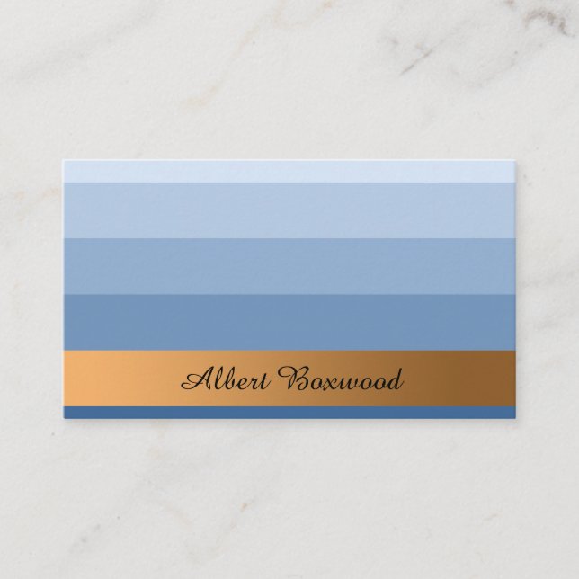 Gradient Blue with Golden Banner Custom Text Business Card (Front)