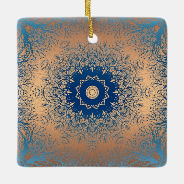 Gradient brown bronze silk arabic ornamental decor ceramic ornament (Front)