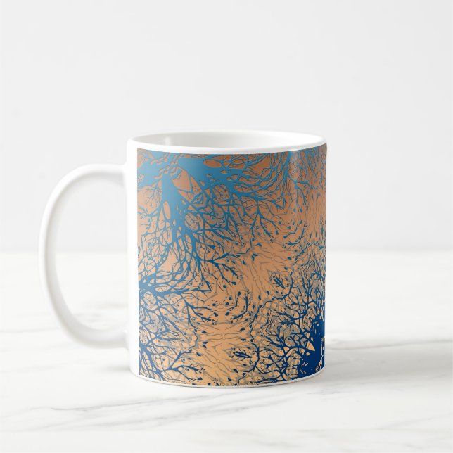 Gradient brown bronze silk arabic ornamental decor coffee mug (Left)