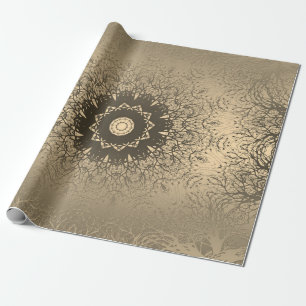 Gradient brown bronze silk arabic ornamental decor wrapping paper
