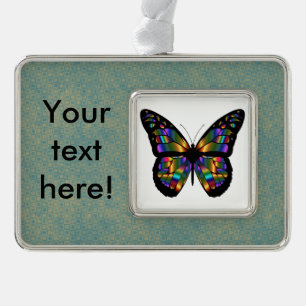 Gradient butterfly cartoon silver plated framed ornament