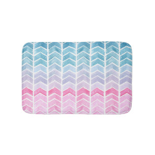 Gradient Chevron: Watercolor Herringbone Pattern. Bath Mat