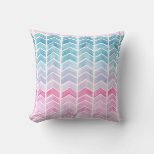 Gradient Chevron: Watercolor Herringbone Pattern. Cushion